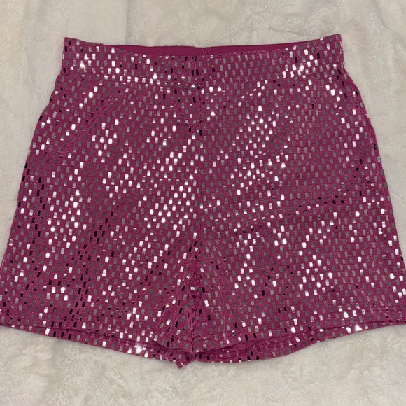 Touch Me Pants - Women’s Shimmery Fuchsia Athletic Shorts